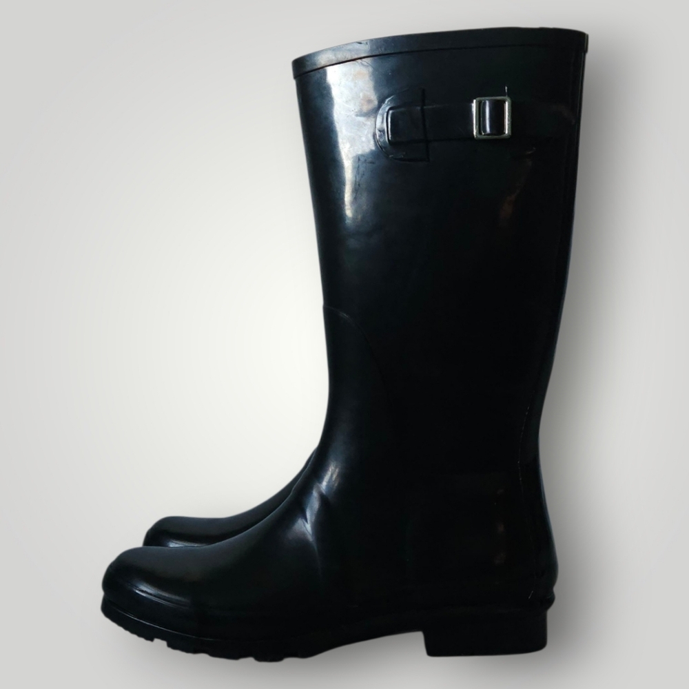 Nomad Womens Black Tall Rain Boots 11 Waterproof Rubber Pull-On with Buckle - Picture 4 of 11